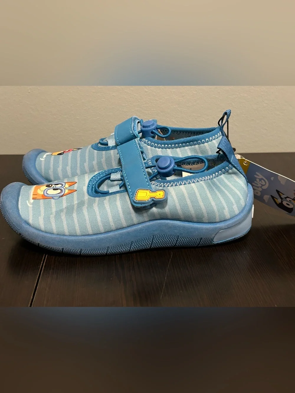 Kids Blue Water Shoes with Playful Dog Graphics